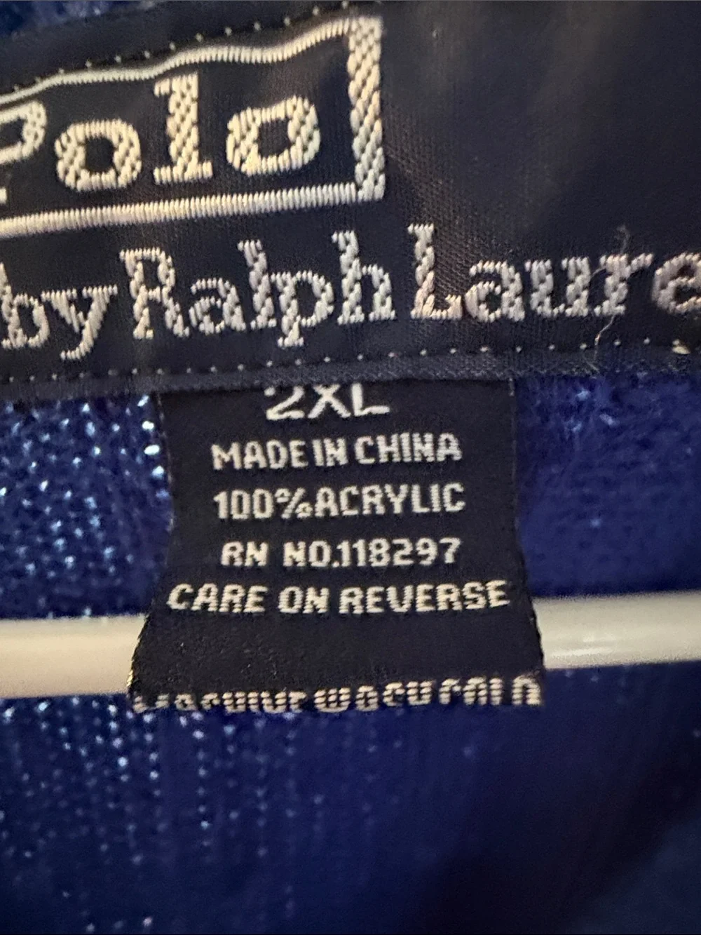 Polo by Ralph Lauren Royal Blue Cable-Knit V-Neck Sweater Vest with White Trim